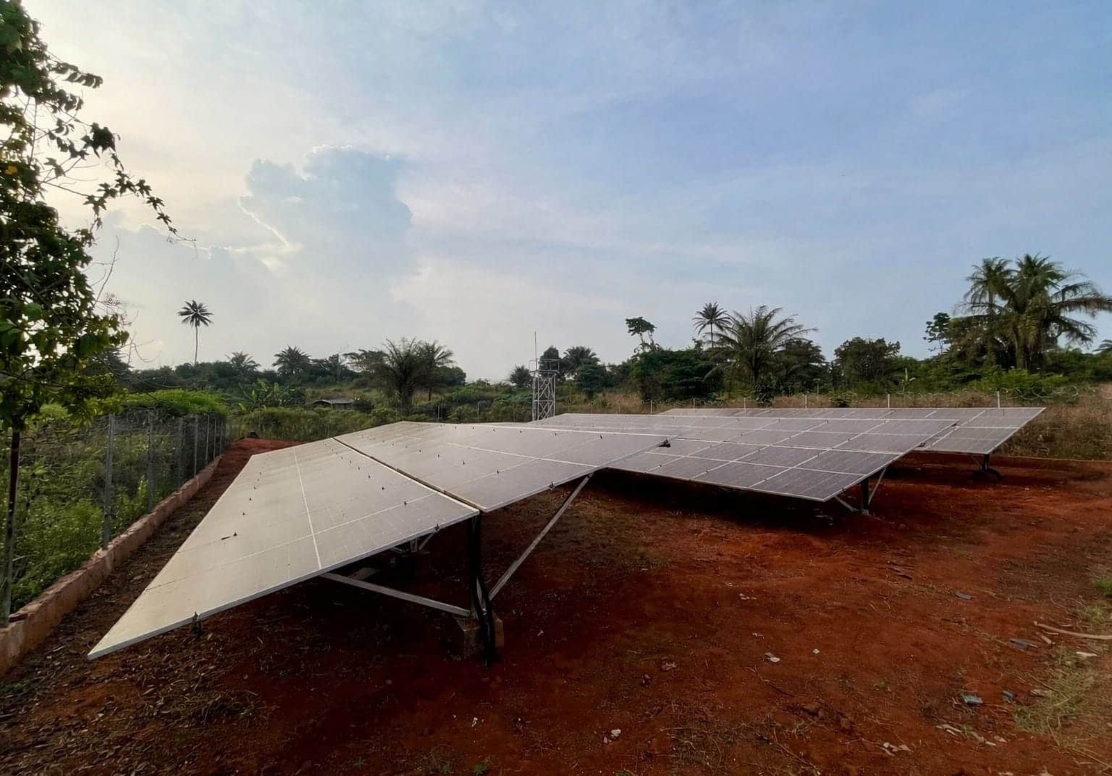Solar panel array installed at a rural agricultural project site