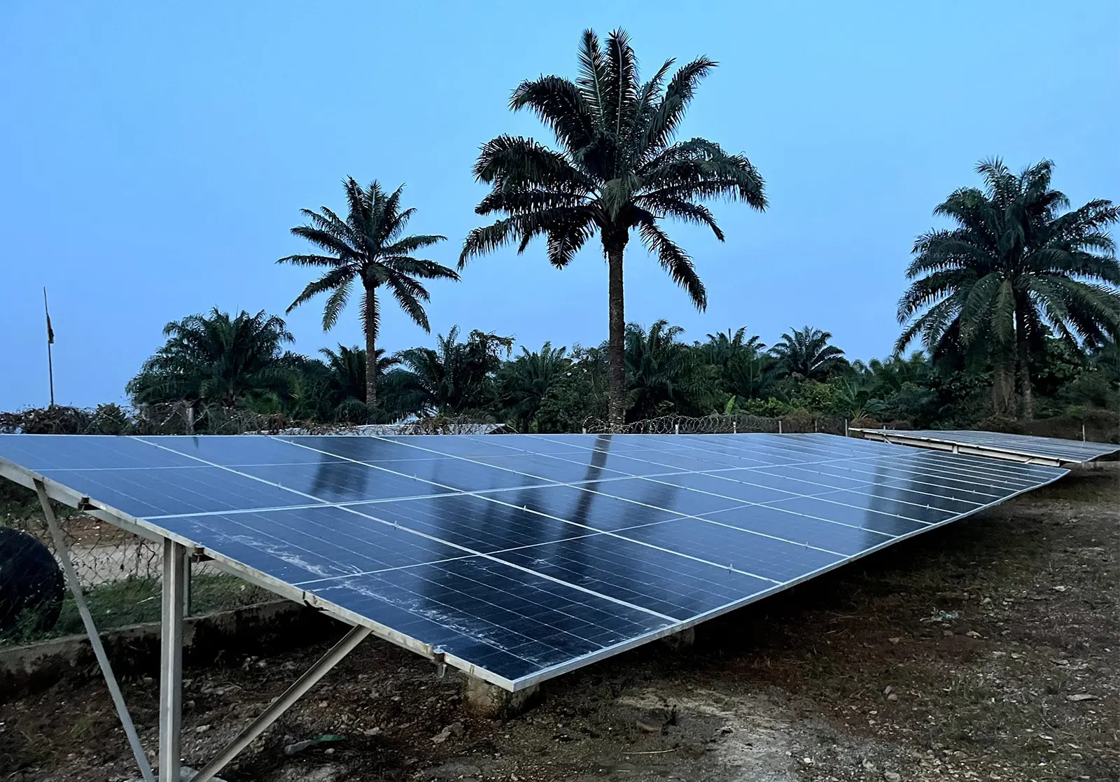 Ground mounted solar panels for remote community power supply
