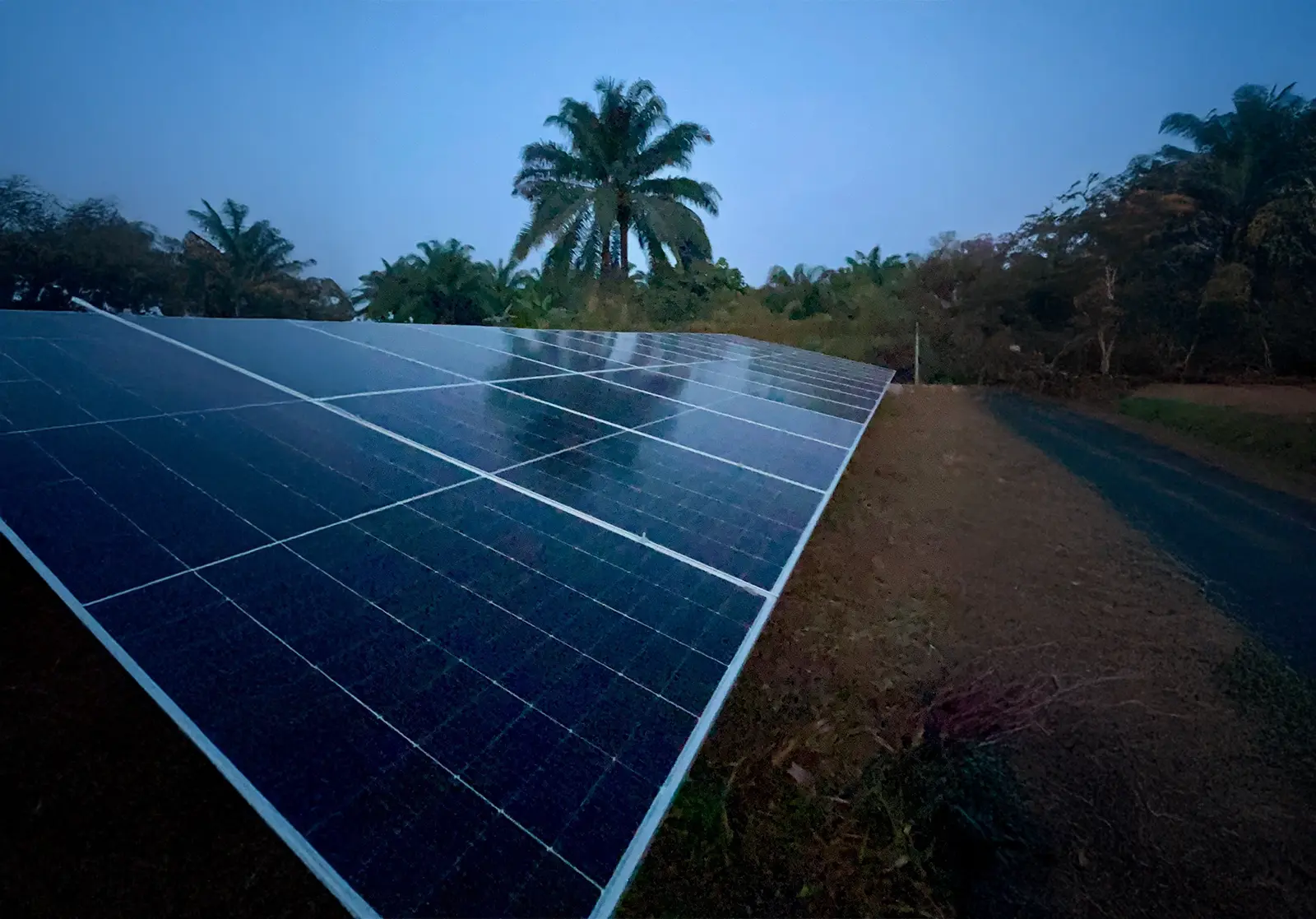 Solar panel detail for remote community solar power project