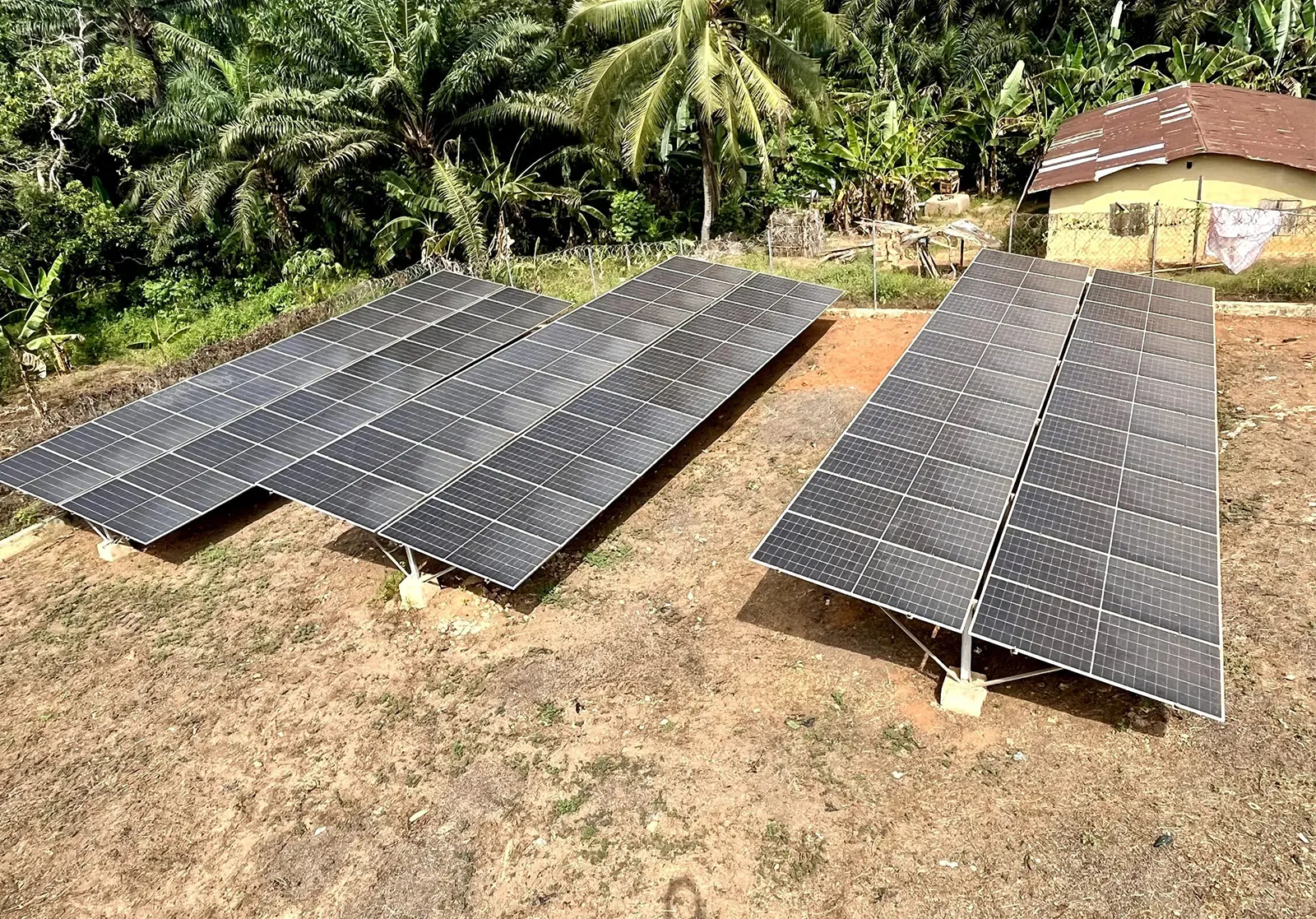 Ground mounted solar power array for a rural health center project