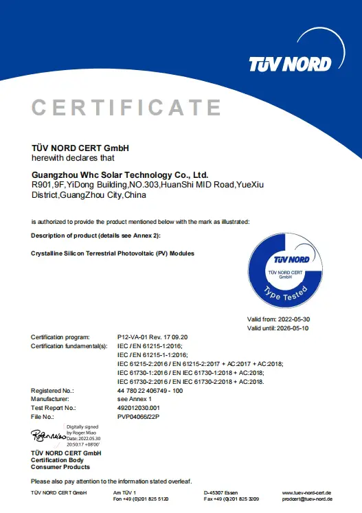 WHC Product Certification