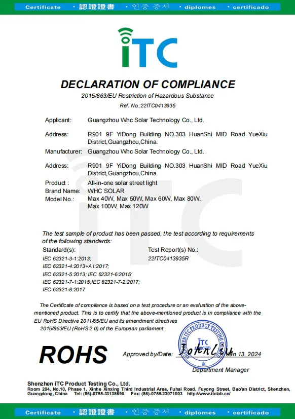 WHC Declaration of Compliance