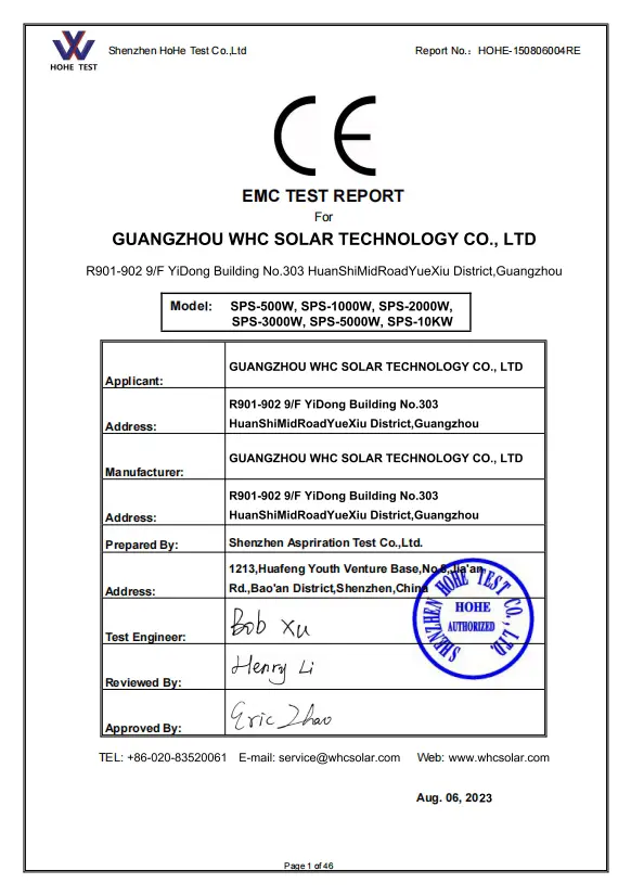 WHC CE Conformity Certificate