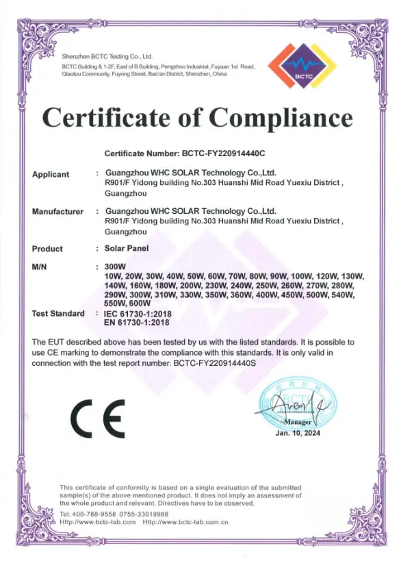 WHC CE Certification Document