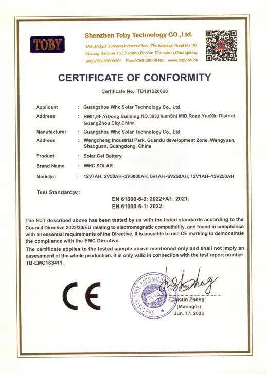 WHC Conformity Certification
