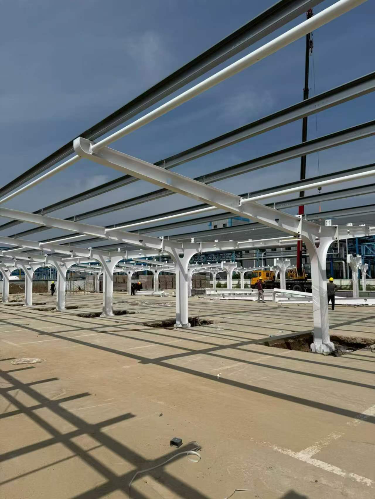 Commercial solar carport steel structure in Tanzania